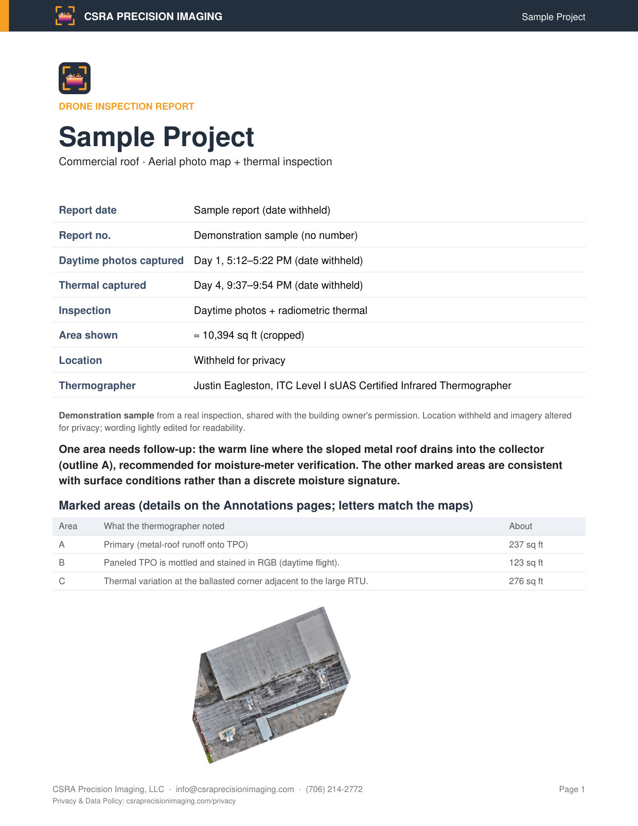 Sample inspection report, page 1 of 10